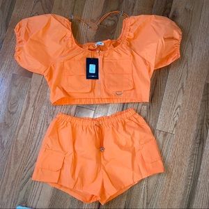 Orange Co-ord / 2 Piece Shorts Set